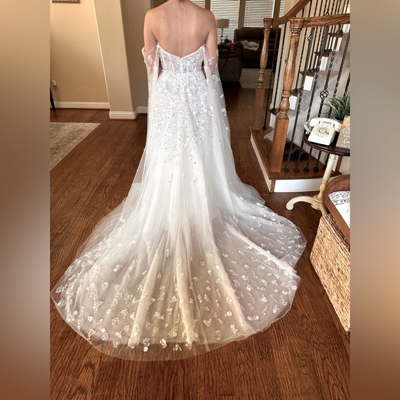 Custom hand-made Corset A-line wedding gown robe sleeves....